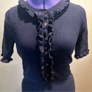 Boden Navy Ruffle Button-Down Shirt